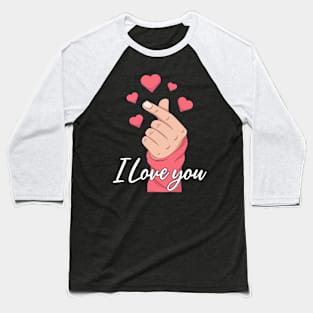 Korean I Love You Sign Language ASL Funny Deaf Awareness Baseball T-Shirt